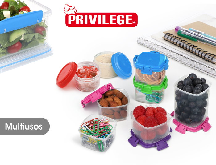 Privilege Set 6 Mini Fiambreras 35ml con Tapa, 4.5 cm x 3.4 cm x 4.5 cm (24 Unidades) Privilege Set 6 Mini Fiambreras 35ml con Tapa, 4.5 cm x 3.4 cm x 4.5 cm (24 Unidades)