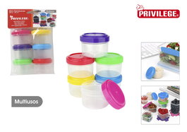 Privilege Set 6 Mini Fiambreras 35ml con Tapa, 4.5 cm x 3.4 cm x 4.5 cm (24 Unidades)