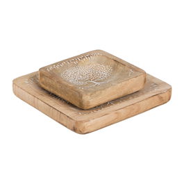 S/2 Bandejas Blanco-Natural 15 X 15 X 2,50 cm (Set de 2)