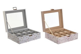 DKD Home Decor Relojero Colección Tierra para 8 Relojes en Rosa Palo y Azul