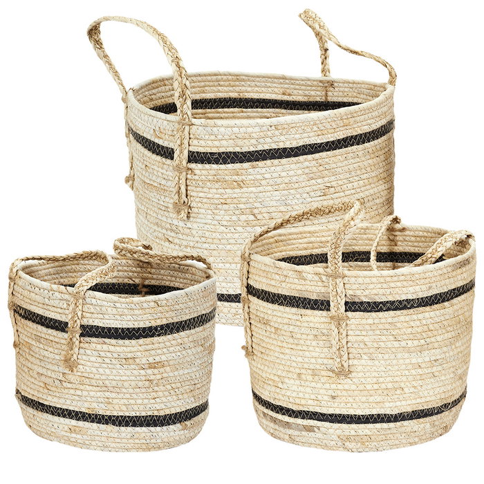 Home Deco Factory Juego de 3 Cestas Mirage Ecológicas con Asas Home Deco Factory Juego de 3 Cestas Mirage Ecológicas con Asas