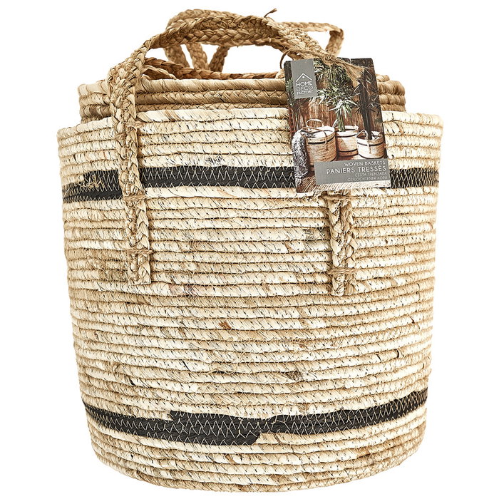 Home Deco Factory Juego de 3 Cestas Mirage Ecológicas con Asas Home Deco Factory Juego de 3 Cestas Mirage Ecológicas con Asas