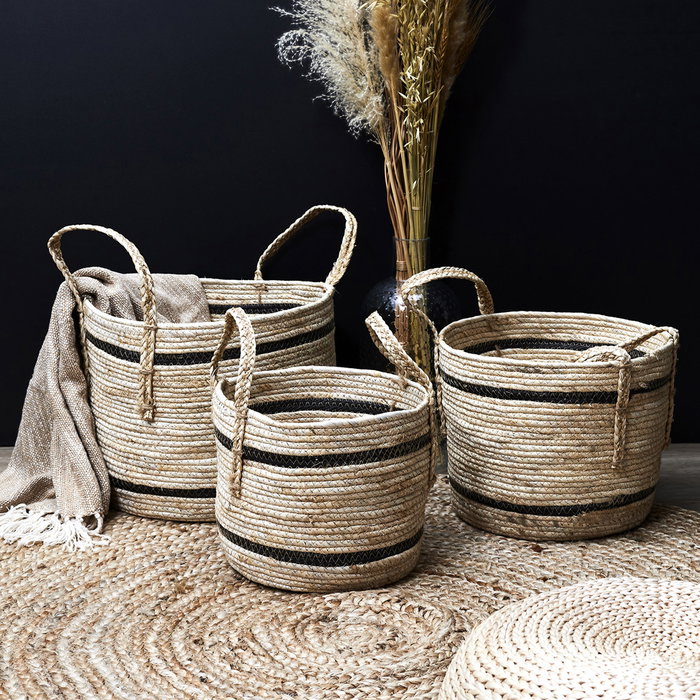 Home Deco Factory Juego de 3 Cestas Mirage Ecológicas con Asas Home Deco Factory Juego de 3 Cestas Mirage Ecológicas con Asas
