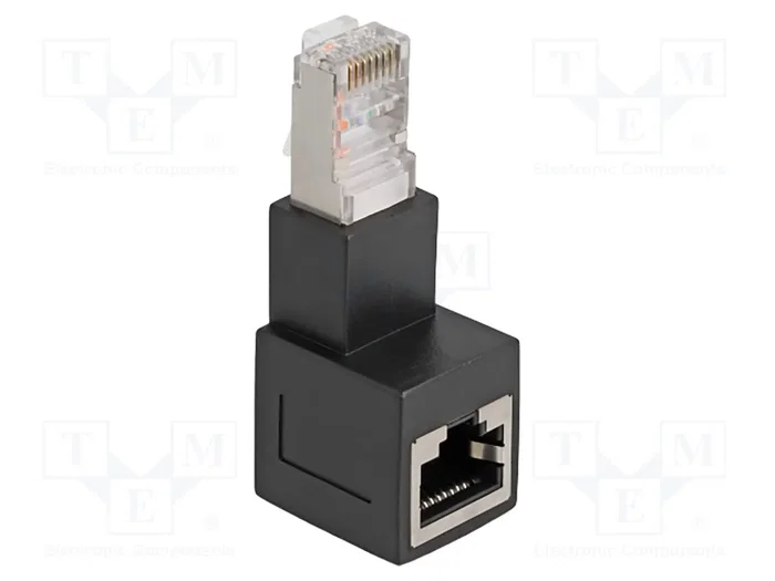 DeLOCK Adaptador RJ45 macho a RJ45 hembra Cat.6A 90° acodado hacia abajo DeLOCK Adaptador RJ45 macho a RJ45 hembra Cat.6A 90° acodado hacia abajo