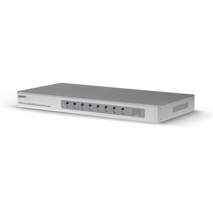 Lindy 39526 Switch KVM de 8 puertos con VGA y montaje en rack 1U