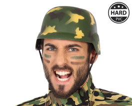 Atosa Casco Militar Rígido Verde Camuflaje para Disfraz de Soldado Adulto