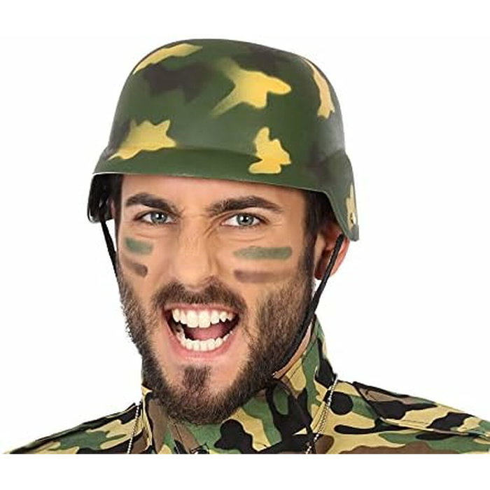 Atosa Casco Militar Rígido Verde Camuflaje para Disfraz de Soldado Adulto