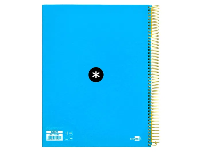 Antartik Cuaderno espiral A4 micro 120 hojas 90 gr cuadro 5mm 5 bandas color azul