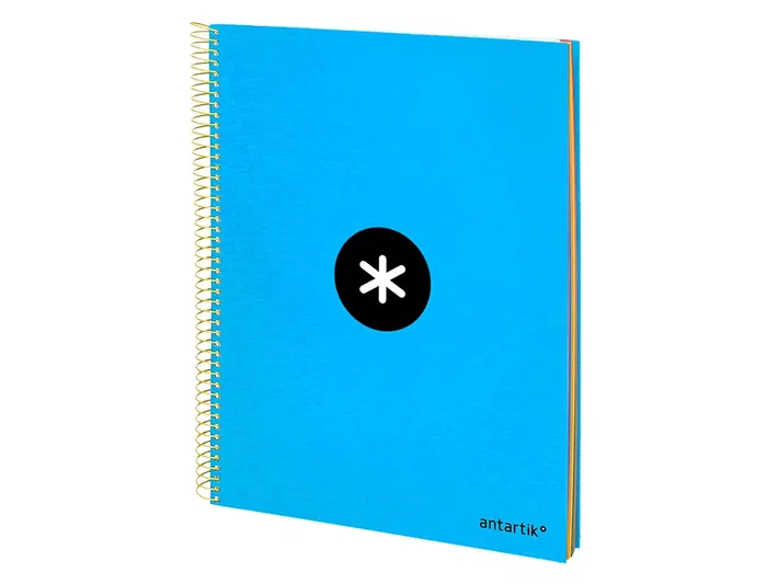 Antartik Cuaderno espiral A4 micro 120 hojas 90 gr cuadro 5mm 5 bandas color azul