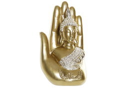 DKD Home Decor Figura de Buda Dorado y Blanco en Resina