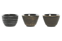 DKD Home Decor Vaso Oriental Negro Hierro Colado 8 x 5.5 x 8 cm (6 Unidades) 120ml