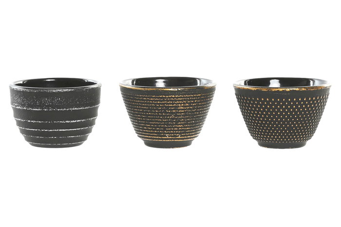DKD Home Decor Vaso Oriental Negro Hierro Colado 8 x 5.5 x 8 cm (6 Unidades) 120ml DKD Home Decor Vaso Oriental Negro Hierro Colado 8 x 5.5 x 8 cm (6 Unidades) 120ml