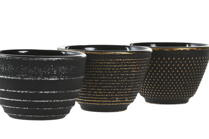 DKD Home Decor Vaso Oriental Negro Hierro Colado 8 x 5.5 x 8 cm (6 Unidades) 120ml DKD Home Decor Vaso Oriental Negro Hierro Colado 8 x 5.5 x 8 cm (6 Unidades) 120ml