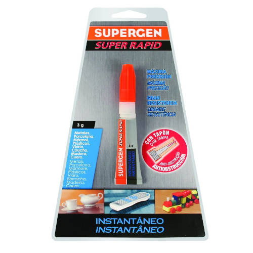 Supergen Pegamento Instantáneo con Tapón Antiobstrucción 3 g Supergen Pegamento Instantáneo con Tapón Antiobstrucción 3 g