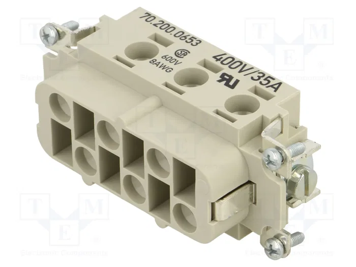 WIELAND Conector HDC hembra 6 pines 35A serie 70 industrial WIELAND Conector HDC hembra 6 pines 35A serie 70 industrial