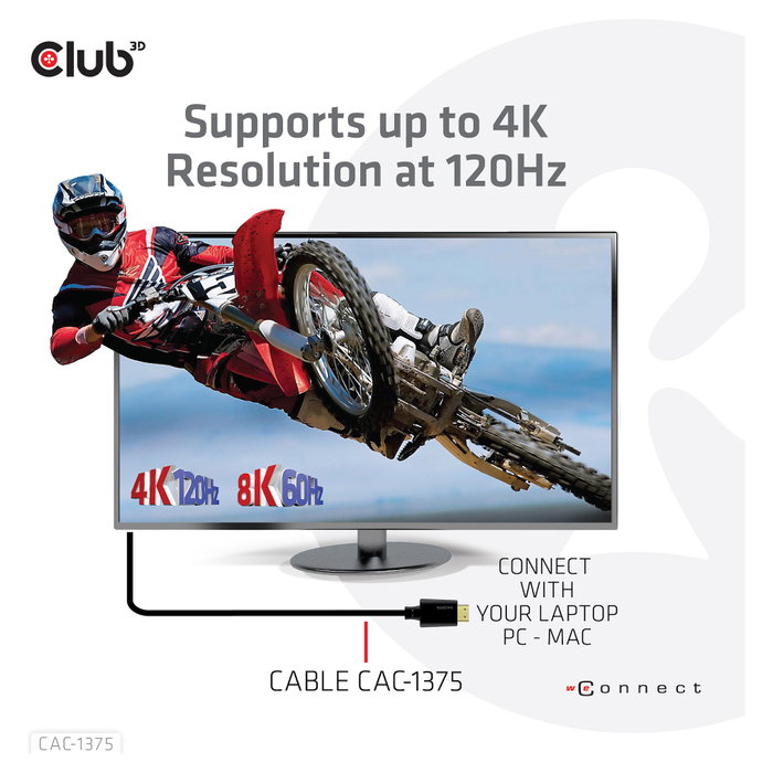 Club3D CAC-1375 Cable HDMI 2.1 Ultra High Speed 10K HDR 5m Club3D CAC-1375 Cable HDMI 2.1 Ultra High Speed 10K HDR 5m