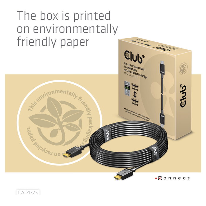 Club3D CAC-1375 Cable HDMI 2.1 Ultra High Speed 10K HDR 5m Club3D CAC-1375 Cable HDMI 2.1 Ultra High Speed 10K HDR 5m