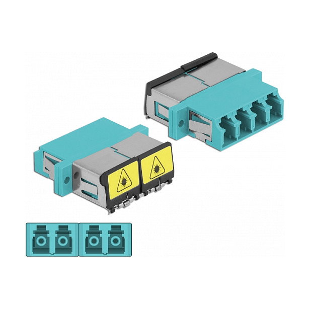 DeLOCK Acoplador de Fibra Óptica LC Quad hembra a LC Quad hembra Multimodo aguamarina DeLOCK Acoplador de Fibra Óptica LC Quad hembra a LC Quad hembra Multimodo aguamarina