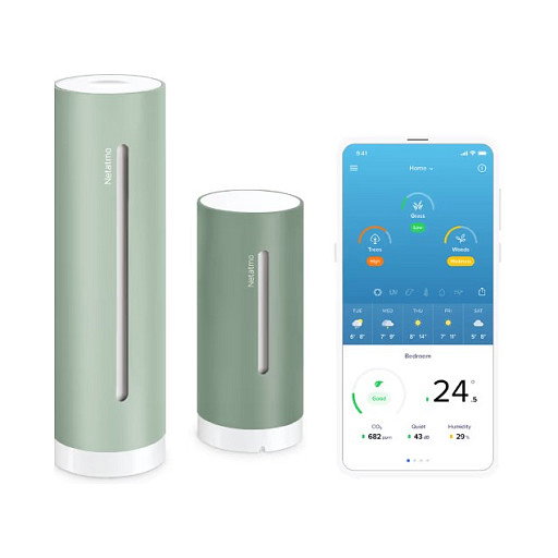 NetAtmo NWS-M-EC Estación Meteorológica Inteligente con Calidad del Aire, Color Menta, 2ª Generación, Conectividad WiFi y Alexa