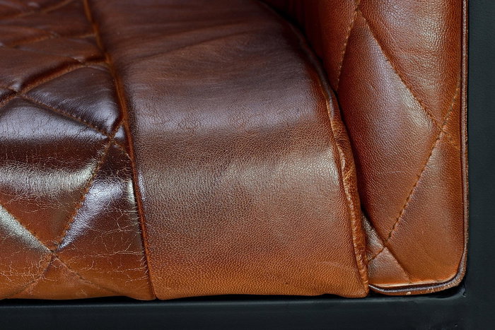 Giner Y Colomer Silla Cuero Natural con Patas de Metal Color Marrón