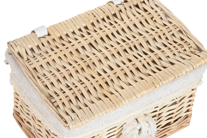 DKD Home Decor Set de 2 Cestas de Mimbre y Poliéster Natural DKD Home Decor Set de 2 Cestas de Mimbre y Poliéster Natural