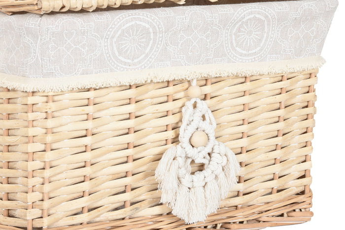 DKD Home Decor Set de 2 Cestas de Mimbre y Poliéster Natural DKD Home Decor Set de 2 Cestas de Mimbre y Poliéster Natural