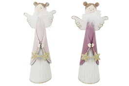 DKD Home Decor Figura de Ángel en Metal Rosa Palo Surtido de 2