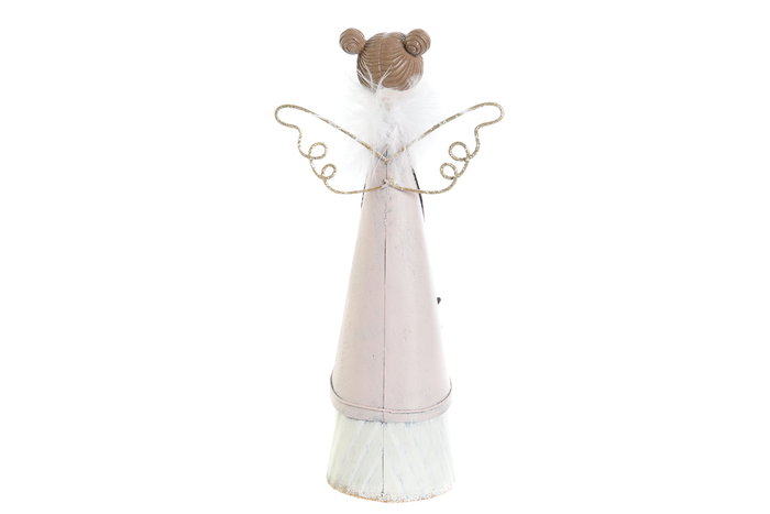 DKD Home Decor Figura Navidad Fantasia Angel Rosa Palo Metal 6 x 20 x 10 cm (6 Unidades)