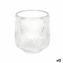 Portavelas Gift Decor Transparente Cristal 9 x 9,5 x 9 cm Rayas (12 Unidades)
