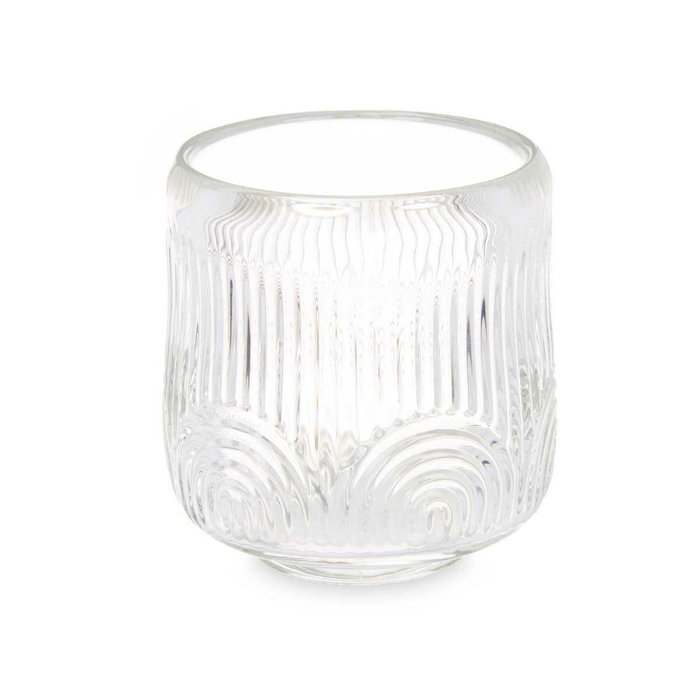 Portavelas Gift Decor Transparente Cristal 9 x 9,5 x 9 cm Rayas (12 Unidades)