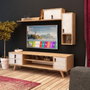 Hanah Home Mueble de TV Roble y Blanco 140cm Ancho con Cajones y Estantes, Diseño Moderno Escandinavo