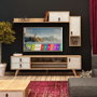 Hanah Home Mueble de TV Roble y Blanco 140cm Ancho con Cajones y Estantes, Diseño Moderno Escandinavo