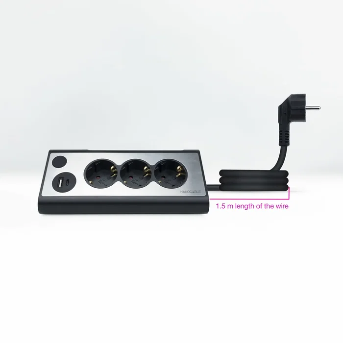 Nanocable Regleta de Sobremesa 3 Tomas AC y 2 USB (USB-A y USB-C) Negro Nanocable Regleta de Sobremesa 3 Tomas AC y 2 USB (USB-A y USB-C) Negro