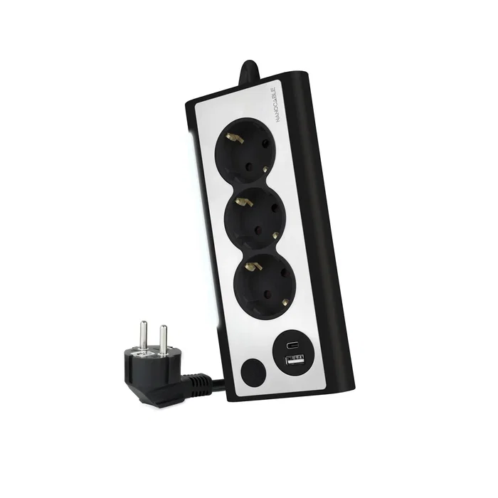 Nanocable Regleta de Sobremesa 3 Tomas AC y 2 USB (USB-A y USB-C) Negro Nanocable Regleta de Sobremesa 3 Tomas AC y 2 USB (USB-A y USB-C) Negro