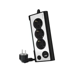 Nanocable 10.37.0013-BK - Regleta de Sobremesa con 3 Tomas + 2 Puertos USB (USB-A y USB-C) para Carga Rápida 18W - Interruptor con Luz LED - Cable 1.5m - Negro
