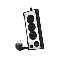 Nanocable Regleta de Sobremesa 3 Tomas AC y 2 USB (USB-A y USB-C) Negro