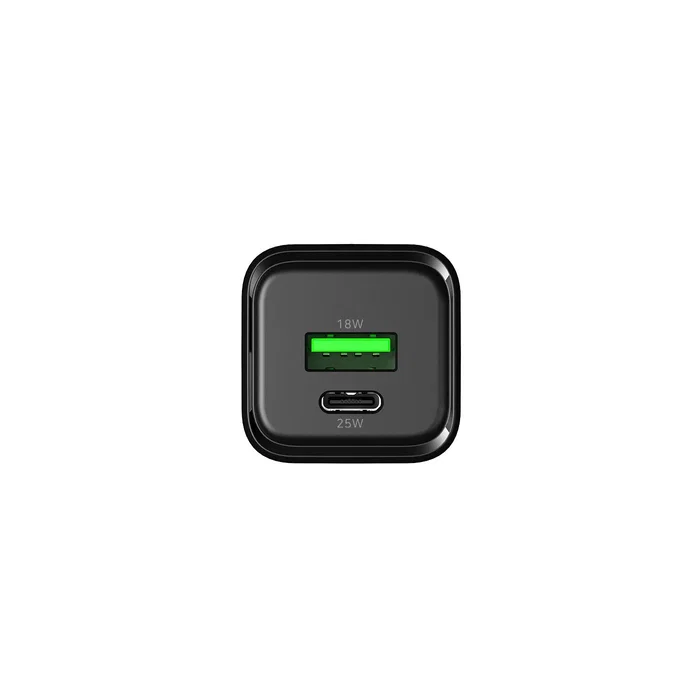 Coolbox Cargador GaN 25W USB-C y USB-A Negro