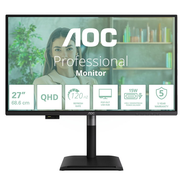 AOC Q27P4U Monitor QHD de 27 pulgadas IPS 120 Hz Negro