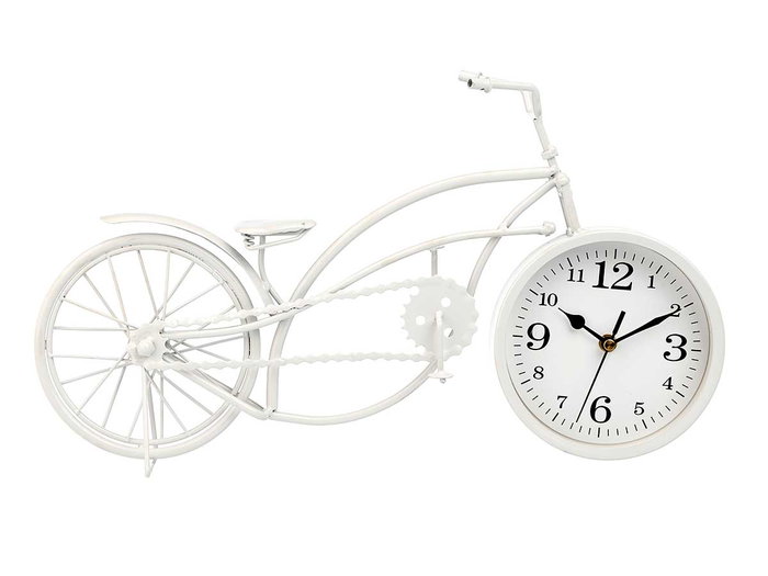 Giftdecor Reloj Forja Bicicleta Blanco 42x24x10 cm (Set de 4)