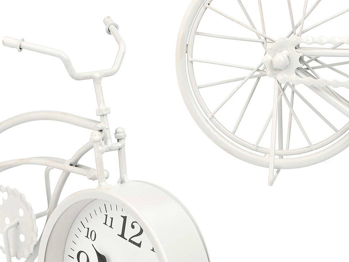 Giftdecor Reloj Forja Bicicleta Blanco 42x24x10 cm (Set de 4)