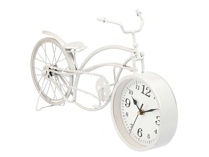 Giftdecor Reloj Forja Bicicleta Blanco 42x24x10 cm (Set de 4)