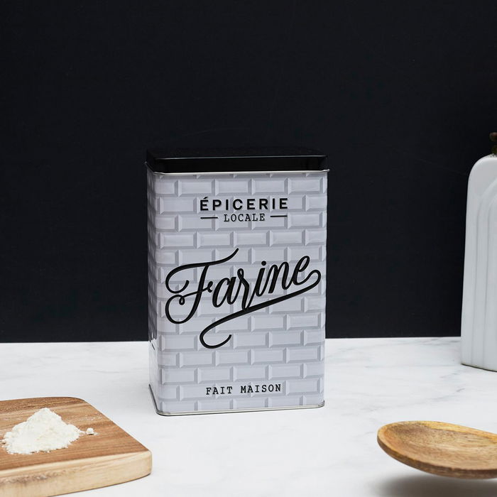 Home Deco Factory Brooklyn Bote Metal "Farine" para Almacenamiento de Harina