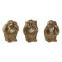 DKD Home Decor Figura de Búho en Resina, Surtido de 3 Unidades, Dorado