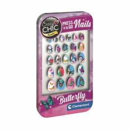 Clementoni Kit de uñas adhesivas Press & Go Nails Butterfly