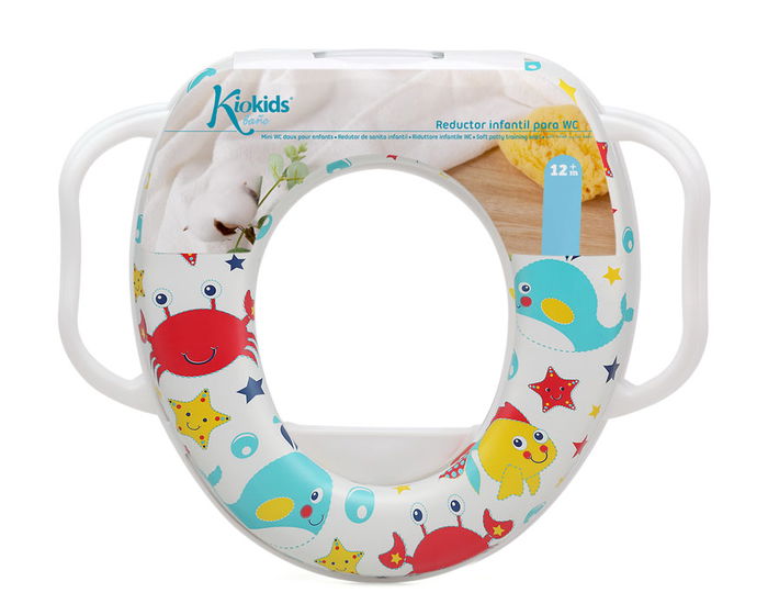 KioKids Reductor WC Océano con Asas para Niños, Acolchado e Higiénico, para +12 Meses, Multicolor