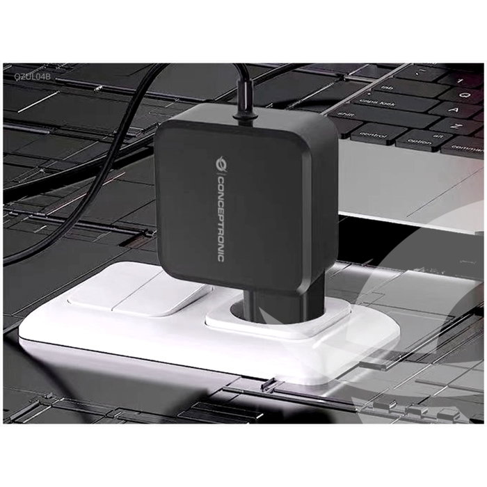 Conceptronic Cargador de Pared 67W GaN USB-C OZUL04BE Conceptronic Cargador de Pared 67W GaN USB-C OZUL04BE