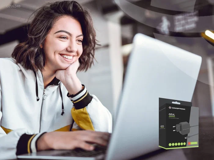 Conceptronic OZUL04BE Cargador de Pared GaN 67W USB-C PD 3.0, Universal, Negro, Cable de 1.8m, Protección Sobrecalentamiento/Sobrecarga