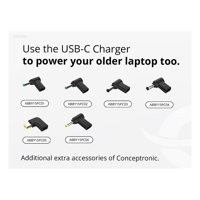 Conceptronic OZUL04BE Cargador de Pared GaN de 67W con Cable USB-C