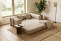 BORDECOR Sof&aacute; cama convertible en pana beige con estructura met&aacute;lica