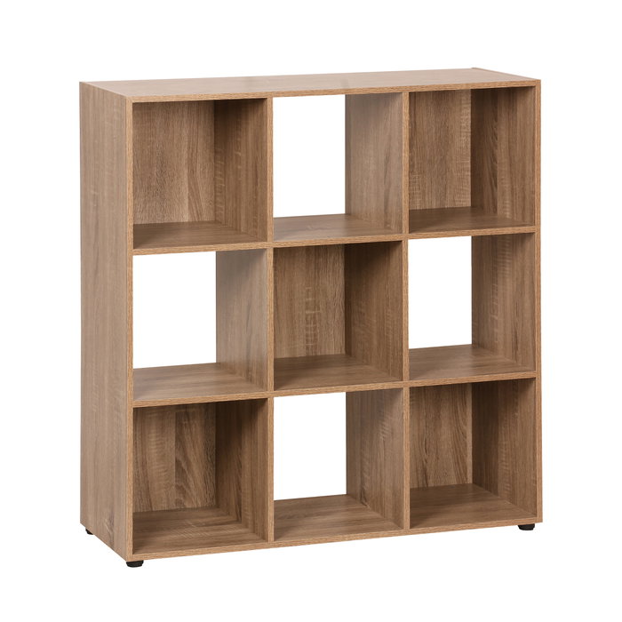 Inde Estantería Cubo con 9 Compartimentos, Mueble de Almacenamiento, Dimensiones 91.2 x 29.7 x 91.2 cm, Color Roble